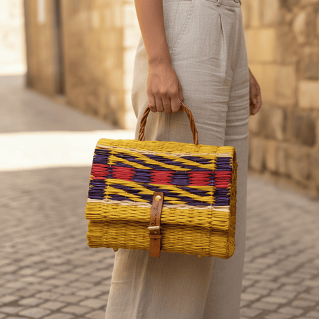 Reed Satchel Bag - 9.8'' - Yellow & Multicolored