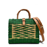 Reed Shopping Bag - 10.2'' - Green & Natural