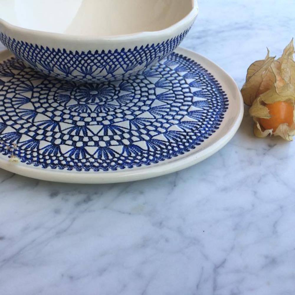 Renda I Handmade Ceramic Bowl - 6.3'' - Blue - Luisa Paixao | USA