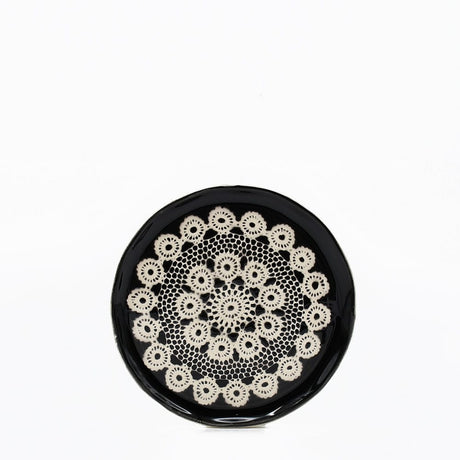 Renda I Handmade Ceramic Bread / Butter Plate - Black Motif 1
