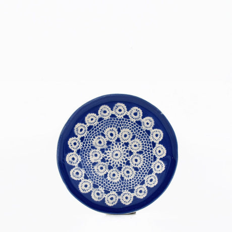 Renda I Handmade Ceramic Bread / Butter Plate - Blue Motif 1
