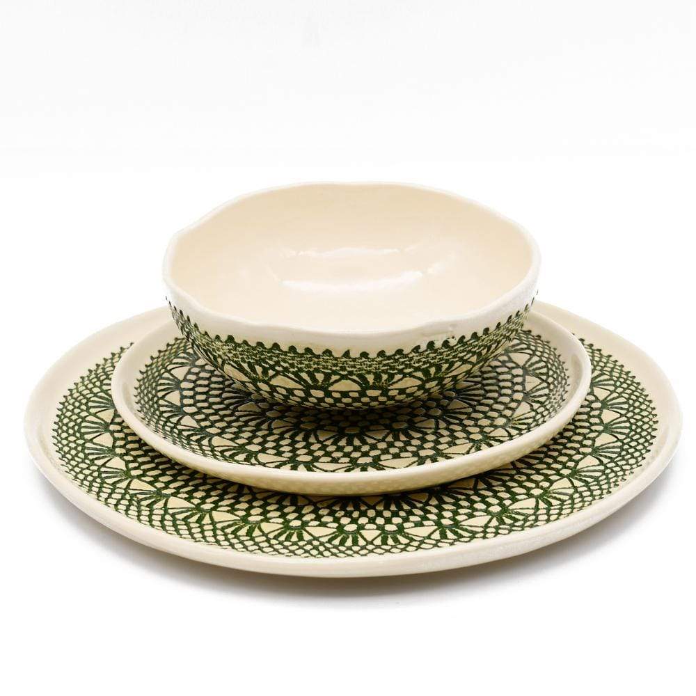 Renda I Handmade Ceramic Plate - 10.6'' - Green - Luisa Paixao | USA
