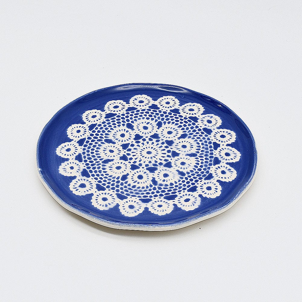 Renda I Handmade Ceramic Plate - 6.7'' - Blue - Luisa Paixao | USA