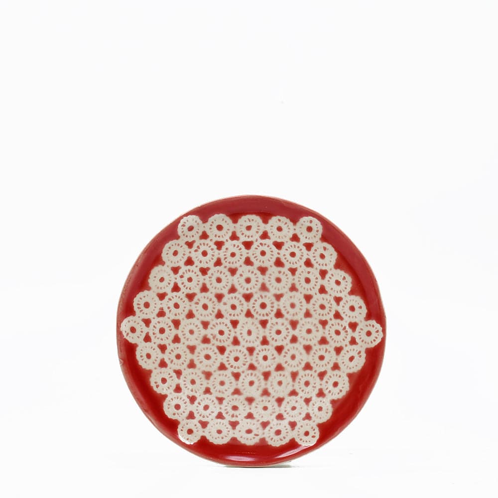 Renda I Handmade Ceramic Plate - 6.7'' - Red - Luisa Paixao | USA
