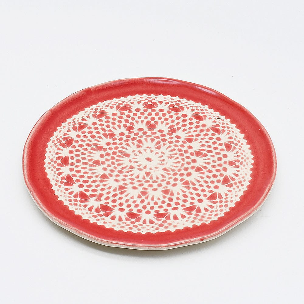 Renda I Handmade Ceramic Plate - 6.7'' - Red - Luisa Paixao | USA