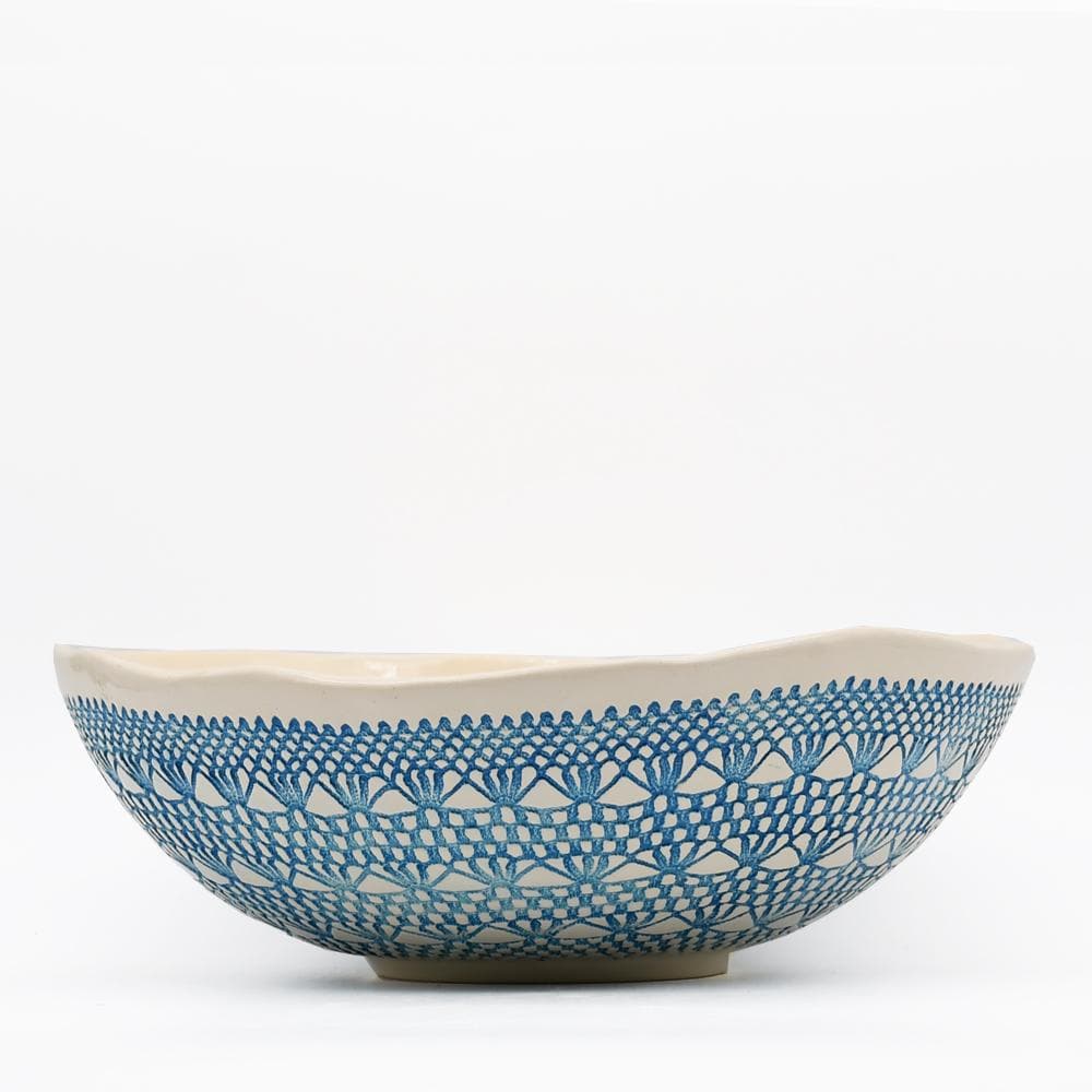 Renda I Handmade Ceramic Salad Bowl - 9.8" - Turquoise - Luisa Paixao | USA