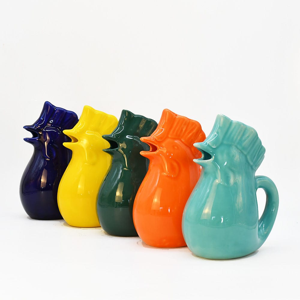 Rooster-Shaped Ceramic Pitcher - Blue