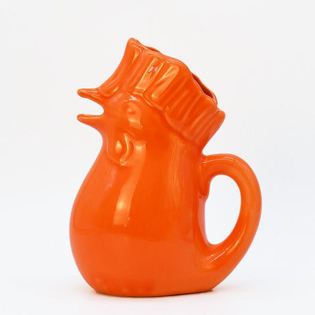 Rooster-Shaped Ceramic Pitcher - Orange