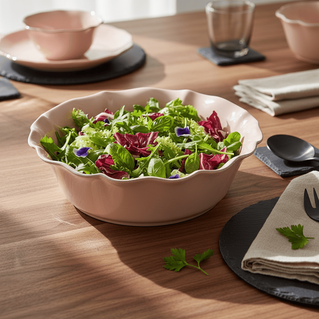 Rosa I Fine Stoneware Salad Bowl - Pink