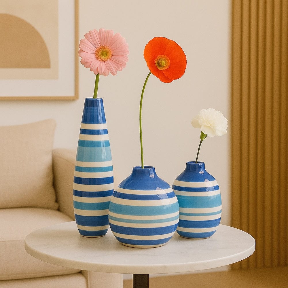 Round Ceramic Vase - Blue
