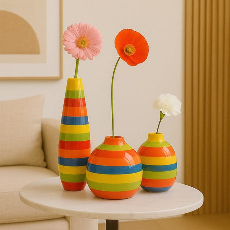 Round Ceramic Vase - Multicolored