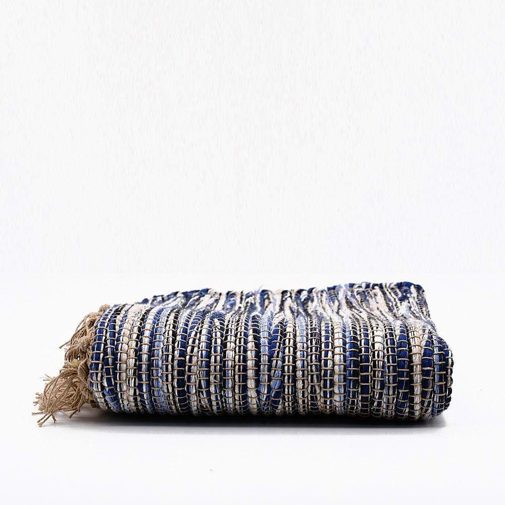 Rug woven from natural fibres - Blue - Luisa Paixao | USA
