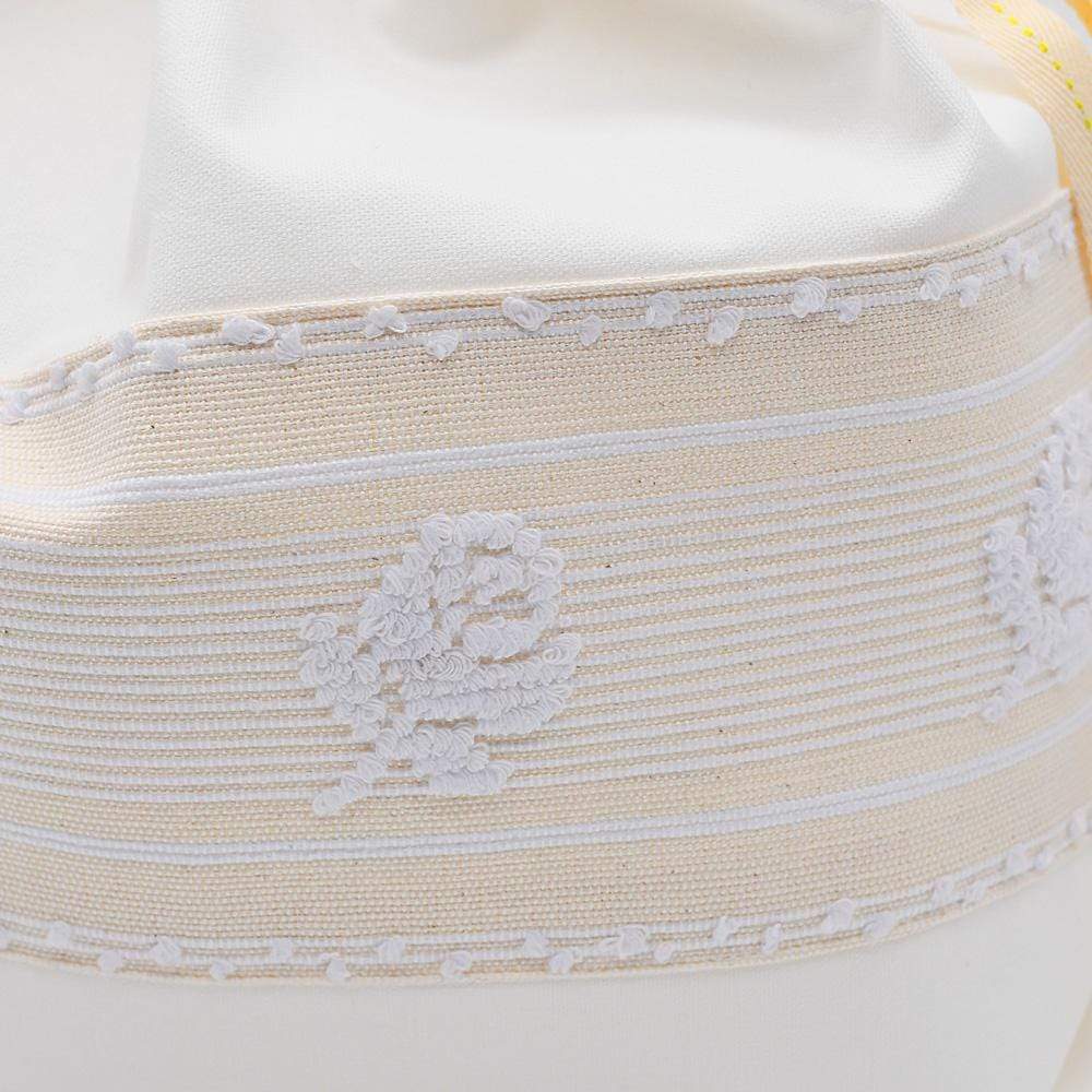 Sac à pain en lin brodé beige