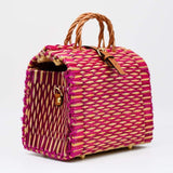 Sac cabas en jonc 26cm - Rose & Naturel