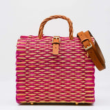 Sac cabas en jonc 26cm - Rose & Naturel