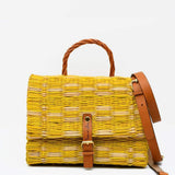 Sac cartable en jonc 25cm - Jaune