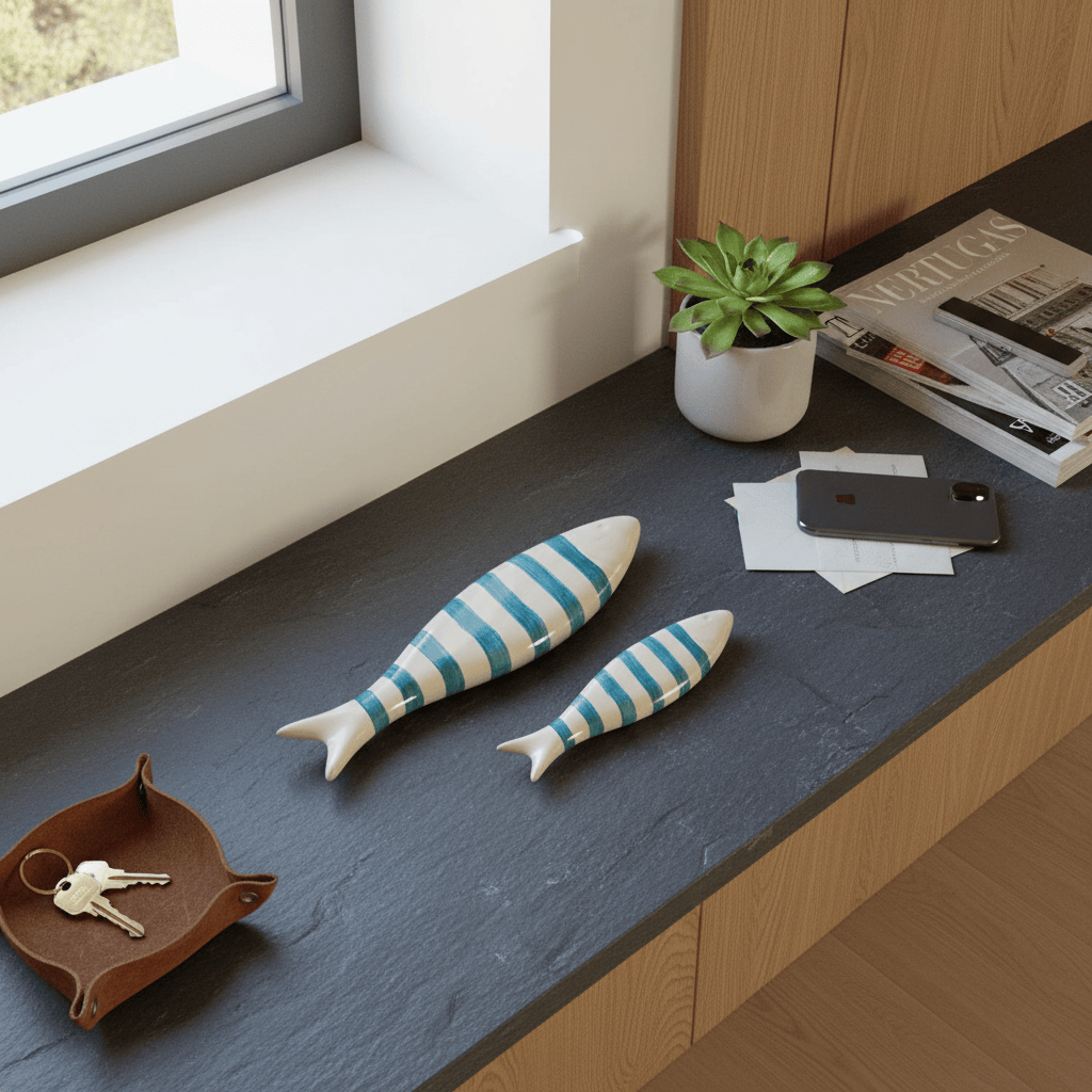 Ceramic Sardine for Display - Turquoise