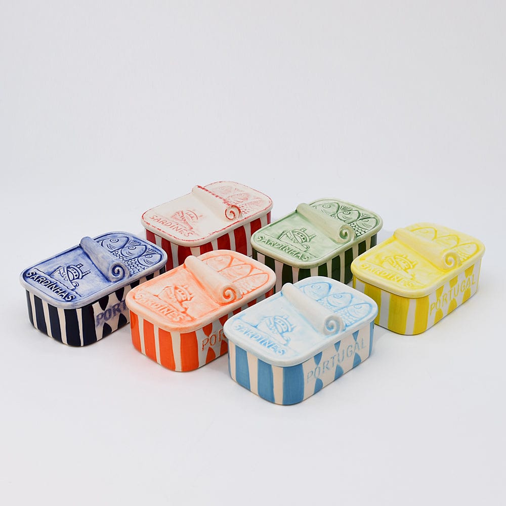 Sardinhas I Striped Ceramic Box - Green