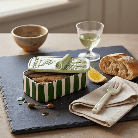 Sardinhas I Striped Ceramic Box - Green