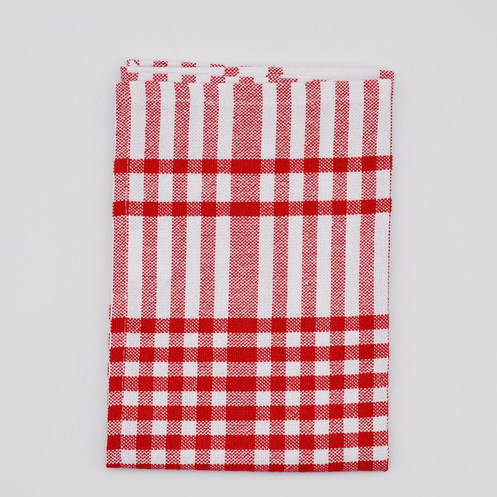 Serviettes de table à carreaux de style bistrot tissées au Portugal Serviettes de table à carreaux en coton Rouge