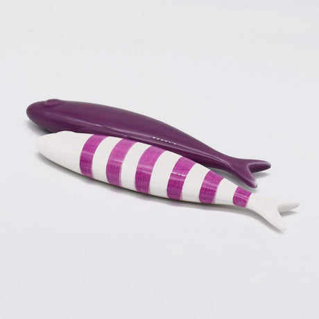 Set of 2 ceramic Sardines - Purple