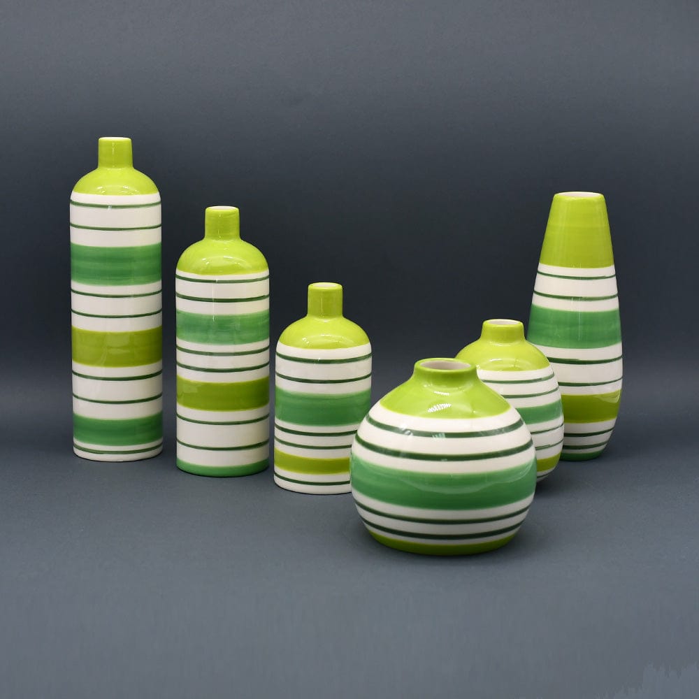 Set of 3 striped ceramic Vases - Green - Luisa Paixao | USA