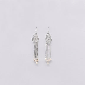 Silver Filigree Earrings - 2.4''