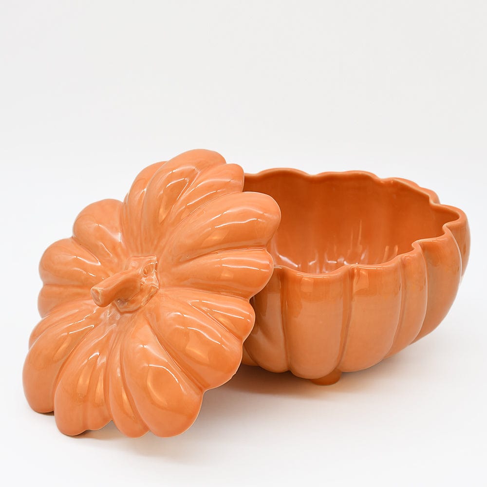 Soupière en grès en forme de citrouille
