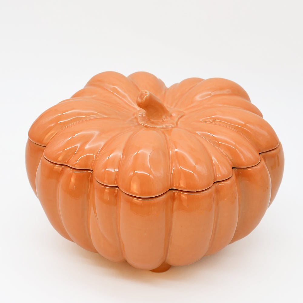 Soupière en grès en forme de citrouille