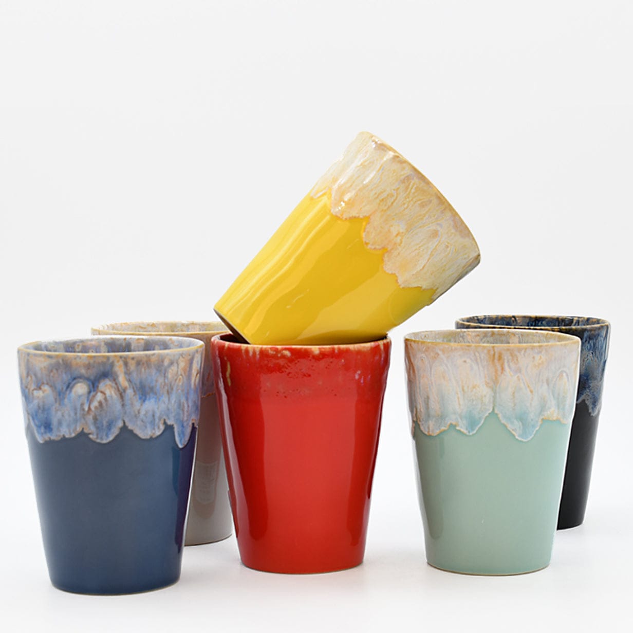 Portuguese Stoneware Latte Cup – Wave Design | 13.5 oz – Luisa