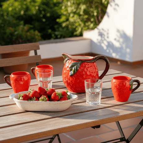 Strawberry-shaped Ceramic Pitcher