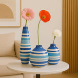 Striped Ceramic Vase - Blue