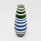 Striped Ceramic Vase - Green