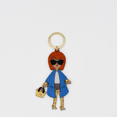 Stylish Silhouette Cork Keychain - Blue