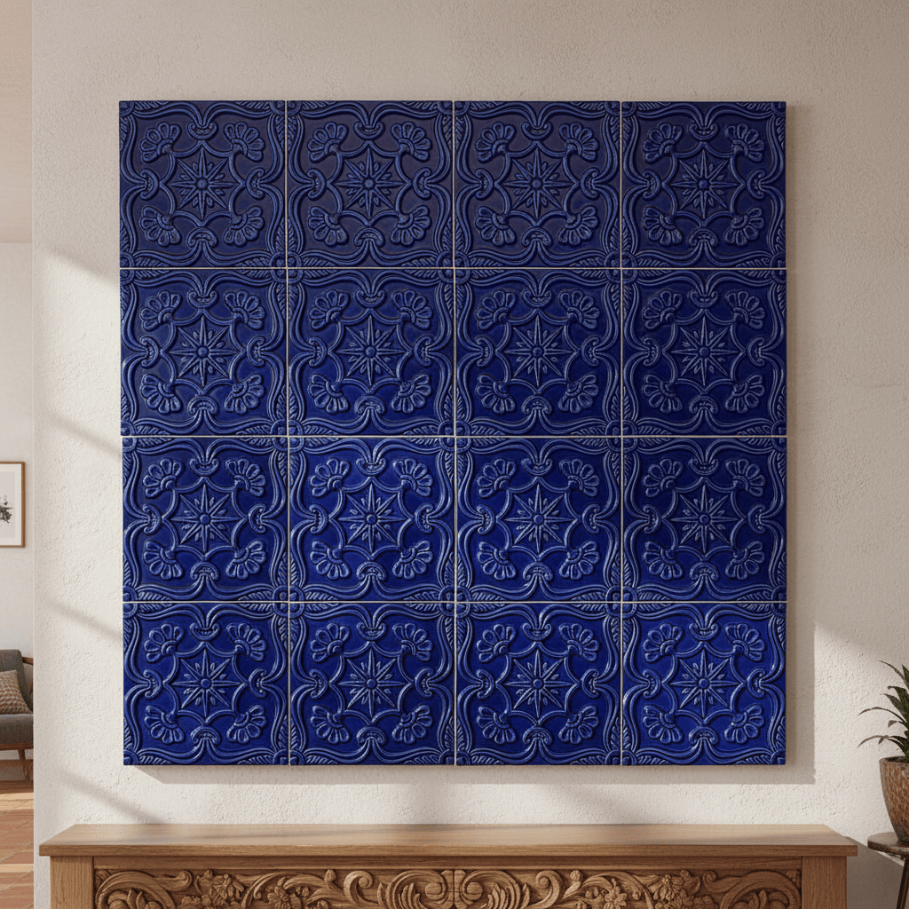 Textured Azulejo - Deep Blue