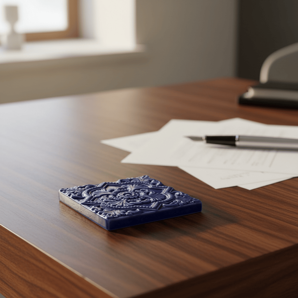 Textured Azulejos - Deep Blue