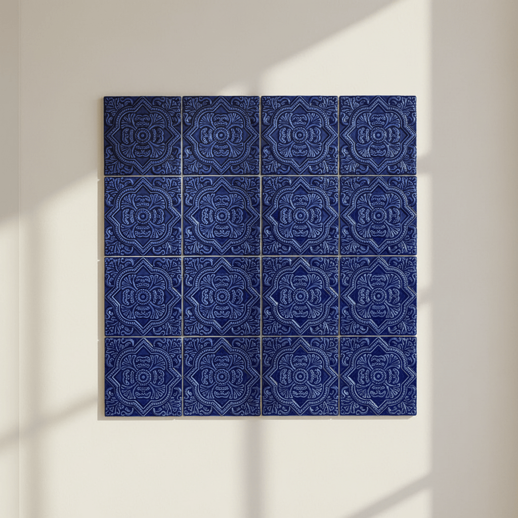 Textured Azulejos - Deep Blue