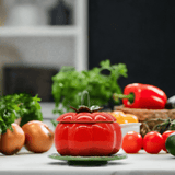 Tomato-shaped Ceramic Pot - 5.1''