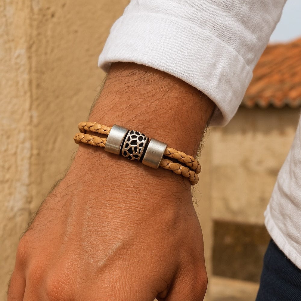 Unisex Braided Cork Bracelet - Natural