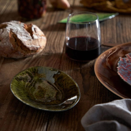Vine Leaf I Stoneware Small Plate - Dark Green