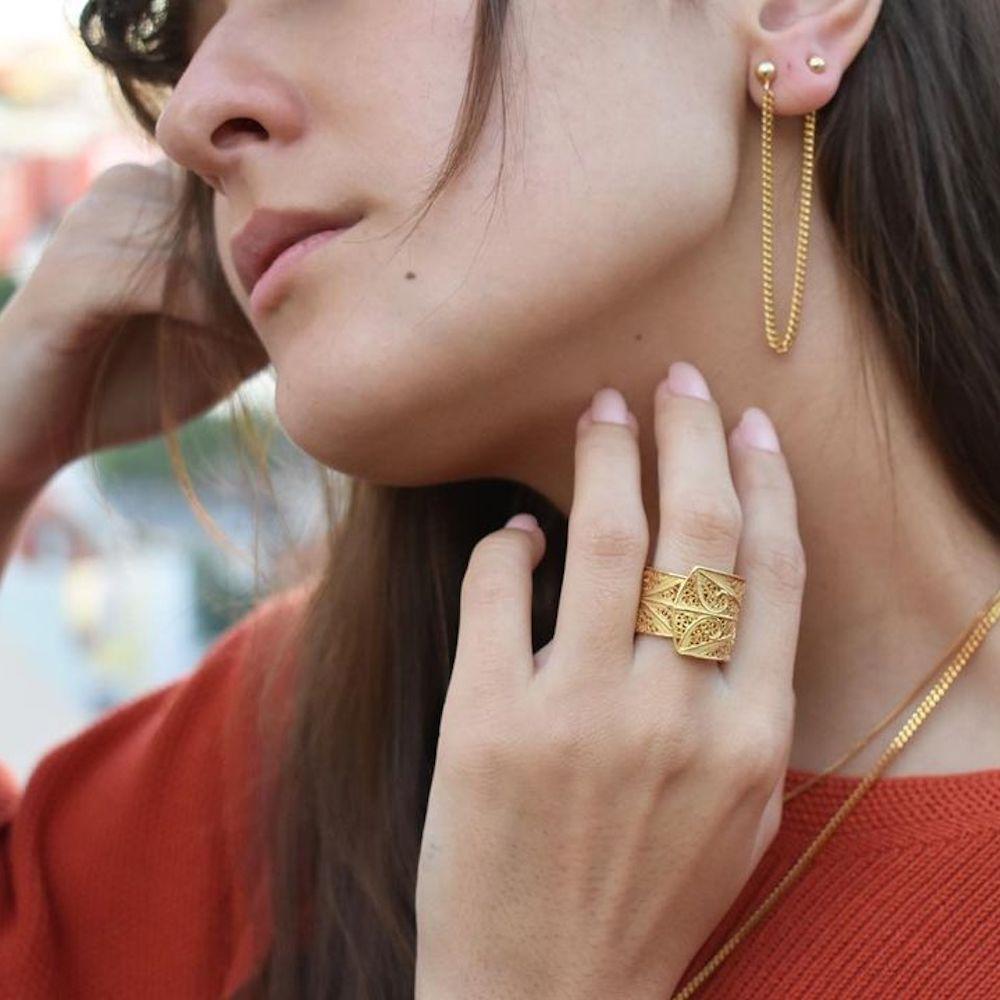 Wide filigree ring