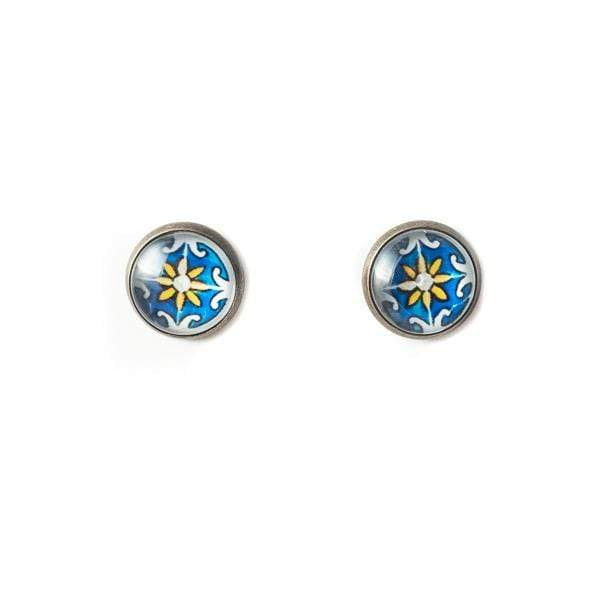 Azulejo I Metal and glass Earrings from Portugal