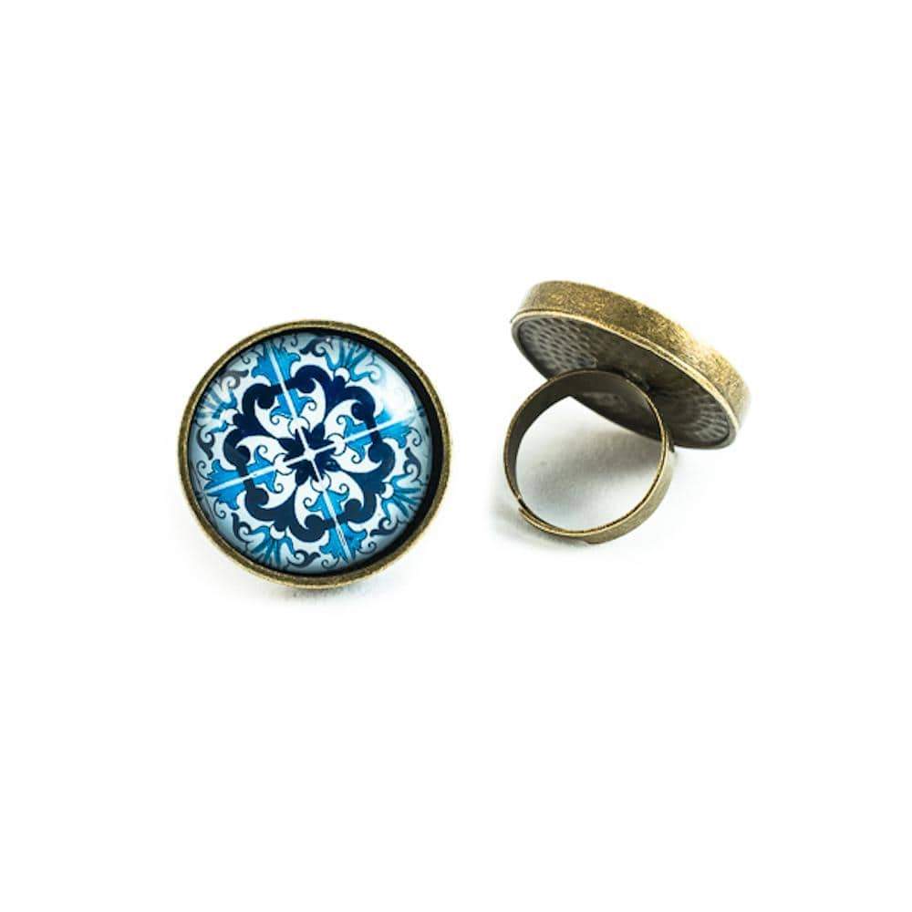 Azulejo I Metal and glass Ring from Portugal