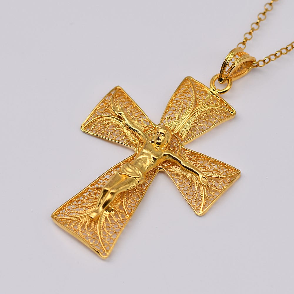 Crucifixo I Gold plated Silver Pendant - 2'' - Luisa Paixao | USA