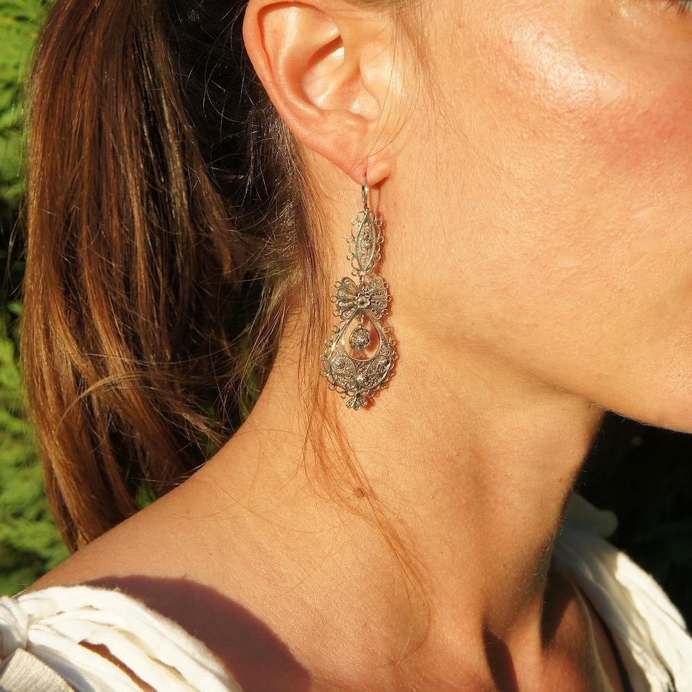 Da Princesa I Silver filigree earrings - 5.5 cm from Portugal