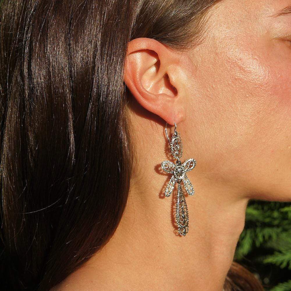 Brincos À Rei I Silver Filigree Earrings - 2.6'' - Luisa Paixao | USA