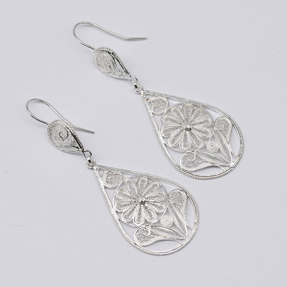 Silver Filigree Earrings - 2.6'' - Luisa Paixao | USA