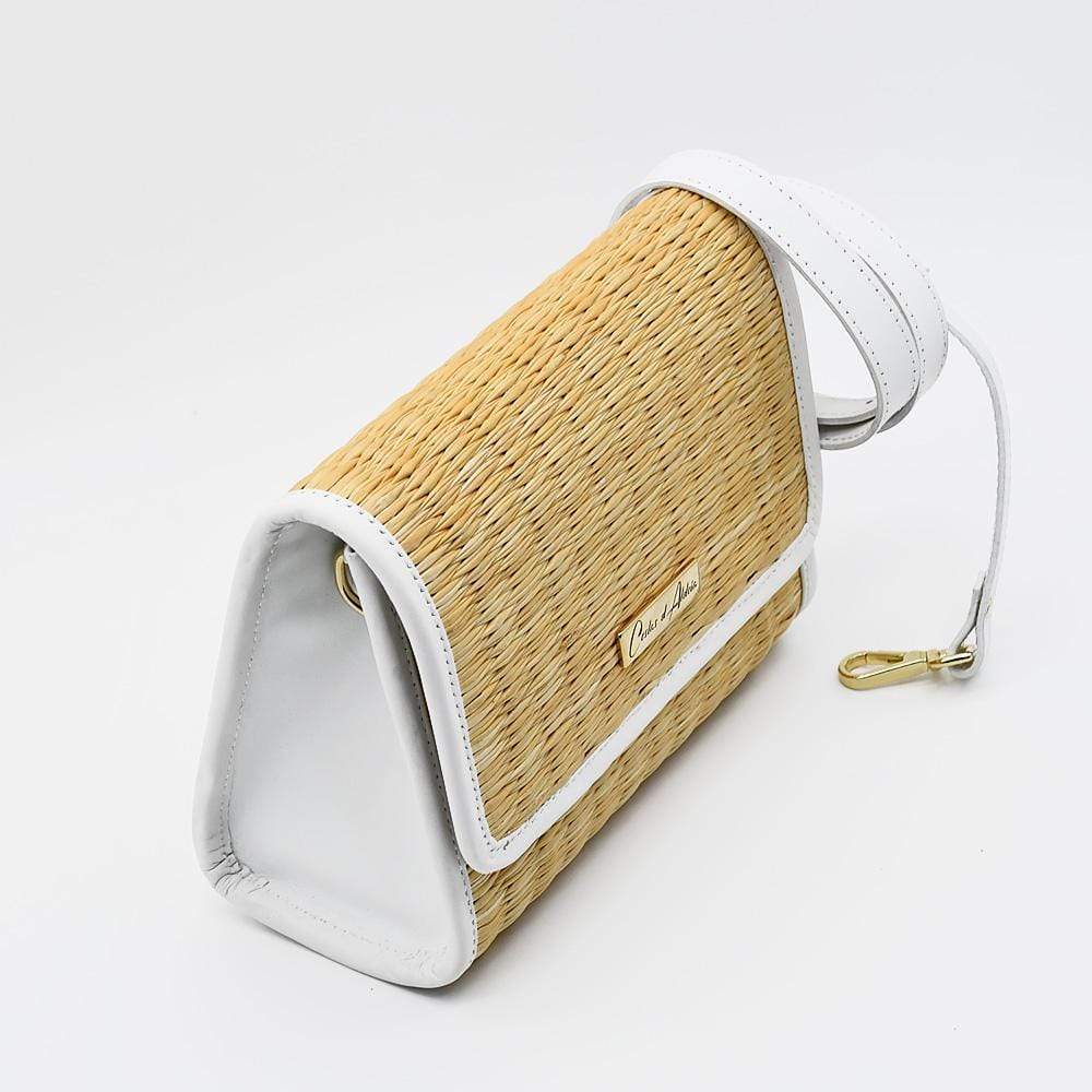 Leather and rush Clutch Bag - Natural from Portugal