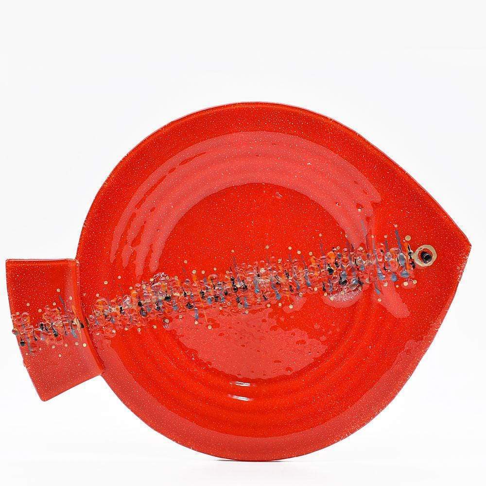 Marinha Grande I Glass plate or dish 38cm - Red from Portugal