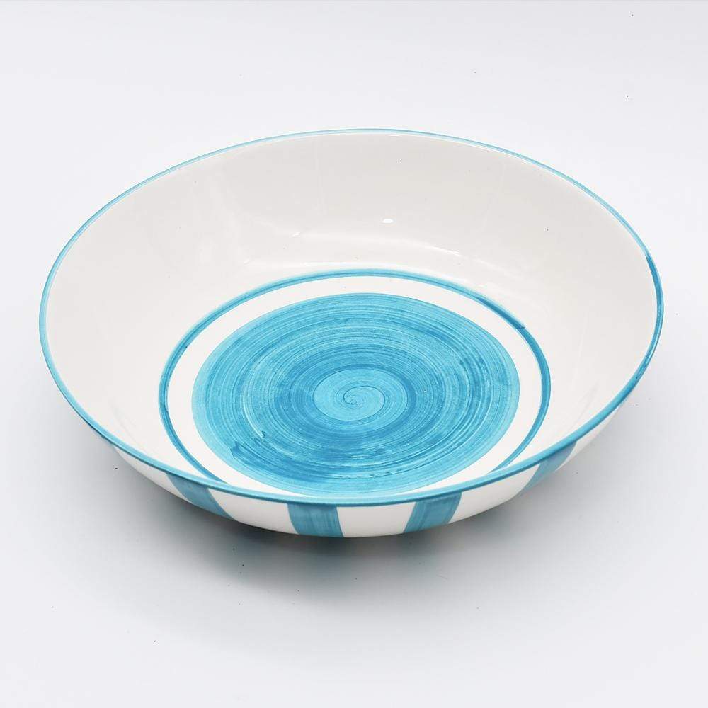 Saladier en porcelaine portugaise I Vaisselle du Portugal en ligne Saladier "Costa Nova Mar" 25cm - Turquoise